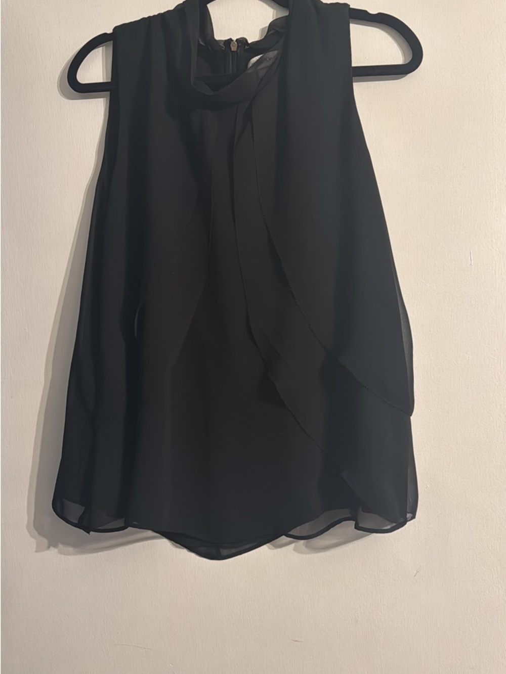 Calvin Klein Black Sleeveless Chiffon Blouse